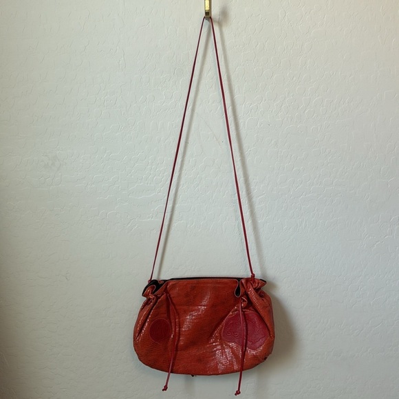 Carlos Falchi Orange Croc Crossbody Clutch - Picture 2 of 8